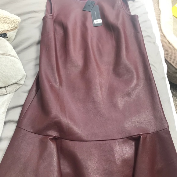 Bcbgmaxazria Sheridan Faux Leather Flounced Dress - Picture 5 of 7
